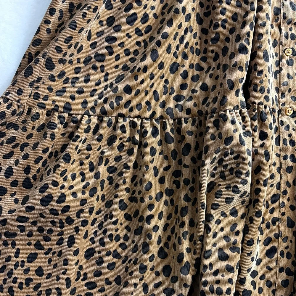 Animal Print Tiered Maxi Dress Corduroy Dress Puff Sleeves Small - Picture 8 of 13